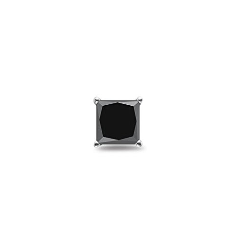 3/4 (0.71-0.80) Ct of 4.40-4.61 mm AAA Princess Black Diamond Men's Single Stud-14KW Gold-Screw Backs