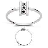 0.02 Cts Black Diamond Three Stone Row Ring in 10K White Gold
