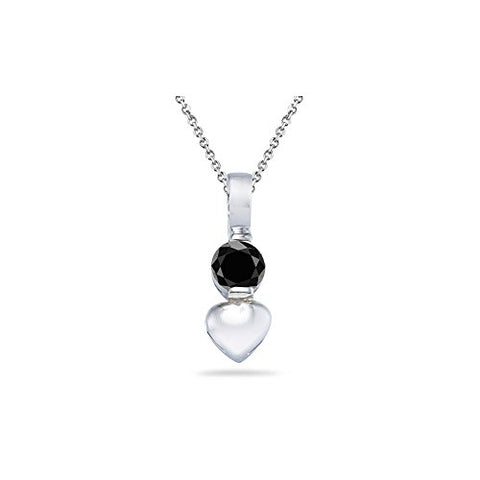 0.30 Cts AA Black Diamond Heart Pendant in Silver