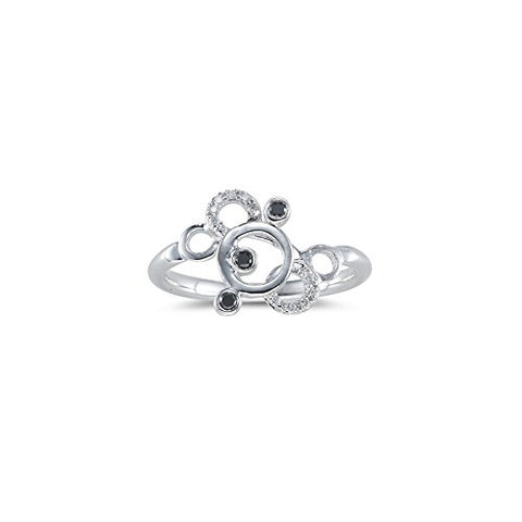 0.13 Ct Black & White Diamond Ring in 14K White Gold