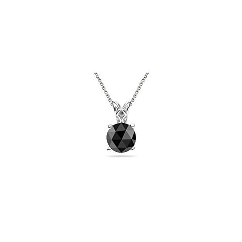 3/8 (0.35-0.45) Cts Round Rose Cut AAA Black Diamond Scroll Solitaire Pendant in Platinum