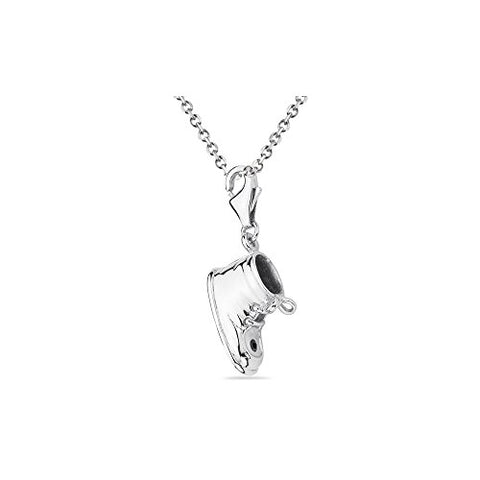 0.12 Cts Black Diamond Solitaire Multi-Purpose Shoe Charm Pendant in Silver