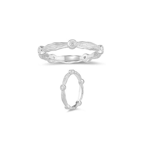 0.02-0.08 Cts SI2-I1 clarity & I-J color Diamond Stackable Ring in 14K White Gold-7.0