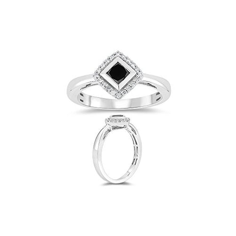 1/2 (0.46-0.55) Cts Black & White Diamond Ring in 10K White Gold