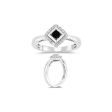1/2 (0.46-0.55) Cts Black & White Diamond Ring in 10K White Gold