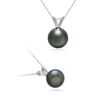 Gift For Her - 8.5-8.9 mm Tahitian Cultured Pearl Pendant in 18K White Gold