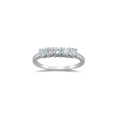 1/5 (0.18-0.25) Cts VS Diamond and 0.33 Cts Aquamarine Ring in 18K White Gold