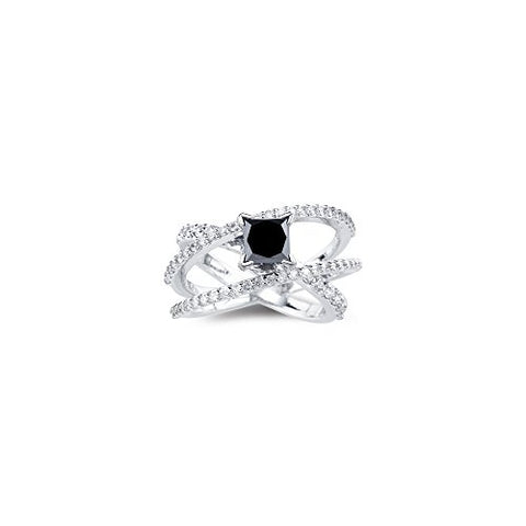 2.20 Cts Black & White Diamond Ring in 18K White Gold