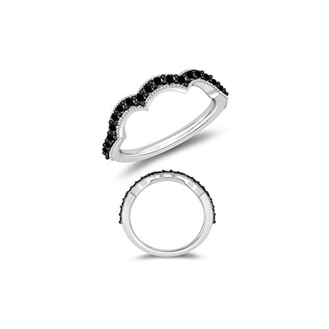 0.42 Cts Black Diamond Wrap Ring in 14K White Gold-5.5