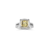 0.12 Ct Diamond & 1.23 Cts AAA Yellow Beryl Ring in 14K Gold & Silver