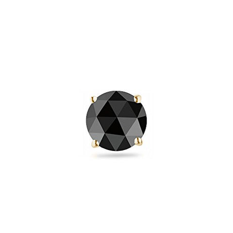 3/8 (0.35-0.45) Cts of 4.40-5.40 mm Round Rose Cut AAA Black Diamond Mens Stud Earring in 18K Yellow Gold