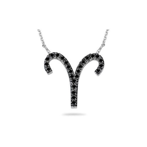 1/3 (0.30-0.35) Ct AA Black Diamond Zodiac Pendant Silver