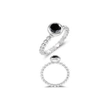 0.65 Cts Black Diamond Solitaire Ring in 14K White Gold