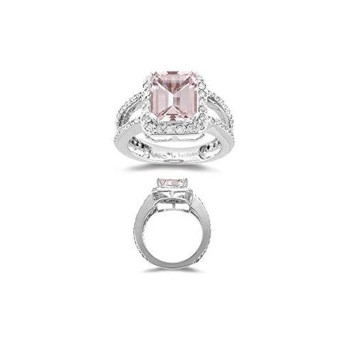 1.00 Ct Diamond & 2.65 Cts of 10x8 mm AAA Morganite Ring in 14K White Gold