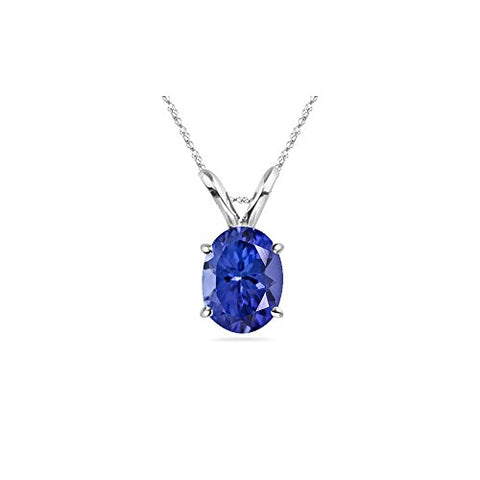 3/4 (0.71-0.80) Cts of 7x5 mm AAA Oval Tanzanite Solitaire Pendant in 14K White Gold