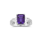 0.01 Cts Diamond & 2.25 Cts Amethyst Ring in 14K White Gold
