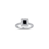 1.01 Cts White & Black Diamond Ring in 14K White Gold