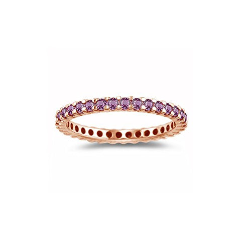 0.68 Cts Pink Sapphire Eternity Ring in 14K Pink Gold