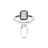 0.10 Cts Black Diamond & 1.30 Cts AAA White Topaz Ring in 10K White Gold