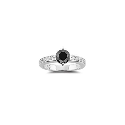 0.30 Cts Diamond & 1.00 Ct Black Diamond Ring in 18K White Gold