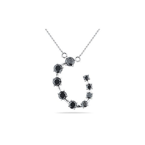 1.49 Cts Black Diamond Geo-Journey Pendant in 14K White Gold