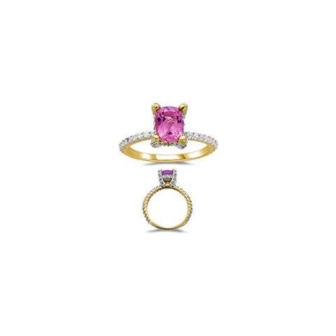 1/2 (0.46-0.55) Cts Diamond & 1.50 Cts Pink Tourmaline Ring in 14K Yellow Gold