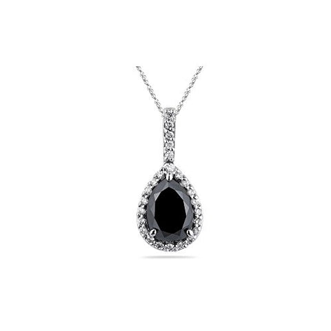 2.05 Cts Black & White Diamond Pendant in 18K White Gold