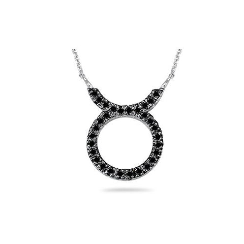 2/5 (0.37-0.45) Ct AA Black Diamond Zodiac Pendant in Silver