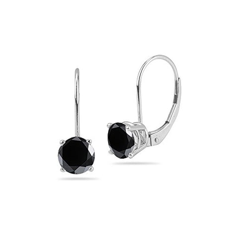 3/4 (0.71-0.80) Cts of 3.50-4.00 mm AA Round Black Diamond Stud Earrings in 14K White Gold