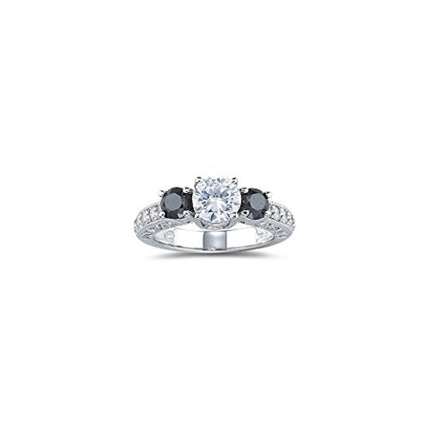1.36 Cts Black & White Diamond Ring Setting in 14K White Gold