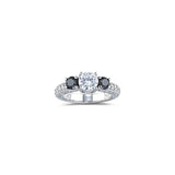 1.36 Cts Black & White Diamond Ring Setting in 14K White Gold