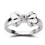 0.01 Cts Black Diamond Solitaire Bow Ring in 10K White Gold