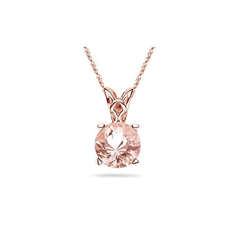 1.50 Cts of 8 mm AAA Round Morganite Solitaire Scroll Pendant in 14K Pink Gold