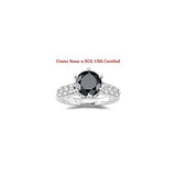 2.65 Cts Black Diamond & 0.43 Cts White Diamond Ring in 18K White Gold