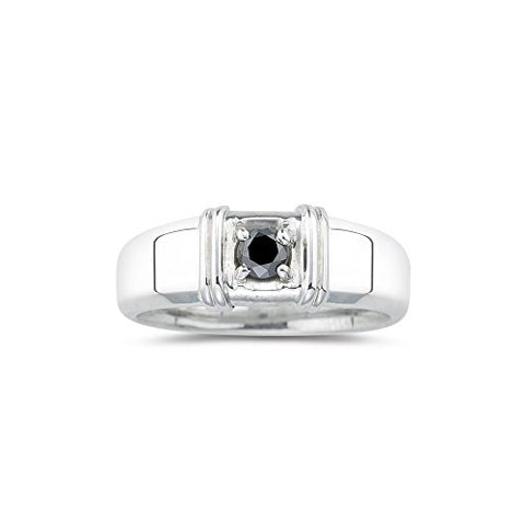 0.40 Cts Black Diamond Men's Ring in Silver