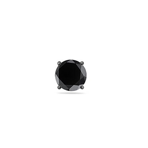 3/4 (0.71-0.80) Cts of 5.34-6.01 mm AA Round Black Diamond Mens Stud Earring in 14K Blackened White Gold